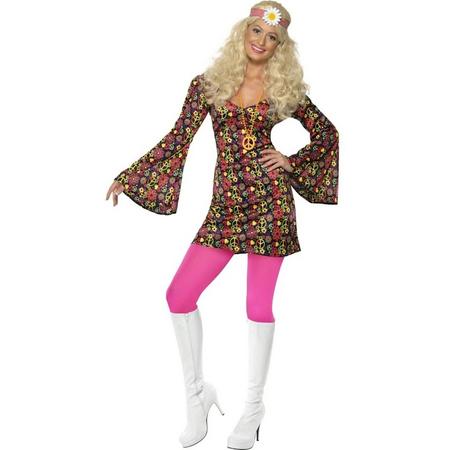 Flower Power Peace Hippie jurkje | 70s verkleedkleding dames maat S (36-38)